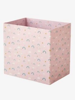 Corbeille En Carton Pliable Arc-en-ciel Rose - Vertbaudet -Périphériques Pour Enfants corbeille en carton pliable arc en ciel 4