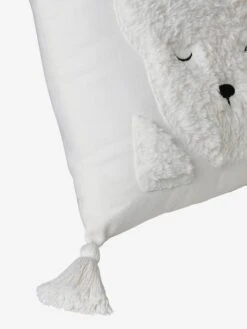 Coussin Avec Applications Sherpa Ours Berbère Ecru - Vertbaudet -Périphériques Pour Enfants coussin avec applications sherpa ours berbere 2