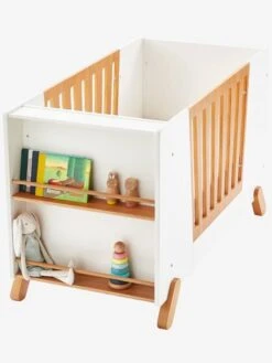 Lit Bébé Avec Barrière Amovible + Rangement Bibliothèque LIGNE PIROUETTE Blanc - Vertbaudet -Périphériques Pour Enfants lit bebe avec barriere amovible rangement bibliotheque ligne pirouette 3