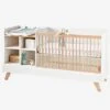 Lit Combiné 4 En 1 évolutif Avec Rangements Et Table à Langer COMBINID Blanc / Bois - Vertbaudet -Périphériques Pour Enfants lit combine 4 en 1 evolutif avec rangements et table a langer combinid