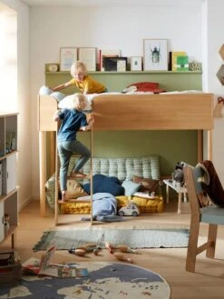 Lit Mi-hauteur LIGNE CONFETTI NATURE Marron - Vertbaudet -Périphériques Pour Enfants lit mi hauteur ligne confetti nature 3