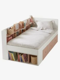Lit Plateforme Enfant Avec Rangements BASEO Blanc/rose - Vertbaudet -Périphériques Pour Enfants lit plateforme enfant avec rangements baseo 5