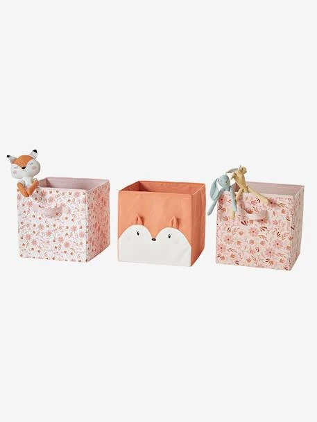 Lot De 3 Bacs De Rangement FLEURETTES Rose - Vertbaudet 3 Lot De 3 Bacs De Rangement FLEURETTES Rose - Vertbaudet
