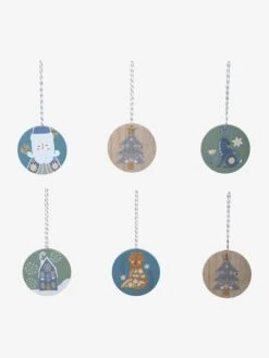 Lot De 6 Boules Plates De Noël Scandinave Bois - Vertbaudet -Périphériques Pour Enfants lot de 6 boules plates de noel scandinave 2
