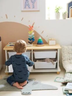 Meuble De Rangement + 4 Bacs LIGNE PTILOU Blanc/bois - Vertbaudet -Périphériques Pour Enfants meuble de rangement 4 bacs ligne ptilou 5