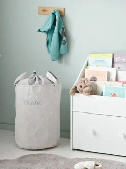 Panier à Linge Personnalisable Gris - Vertbaudet -Périphériques Pour Enfants panier a linge personnalisable 2