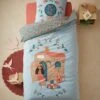 Parure Housse De Couette + Taie D'oreiller Enfant GIPSY ROULOTTE Bleu - Vertbaudet -Périphériques Pour Enfants parure housse de couette taie doreiller enfant gipsy roulotte
