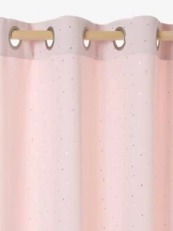 Rideau Occultant Etoiles D'argent Rose Imprimé étoiles - Vertbaudet