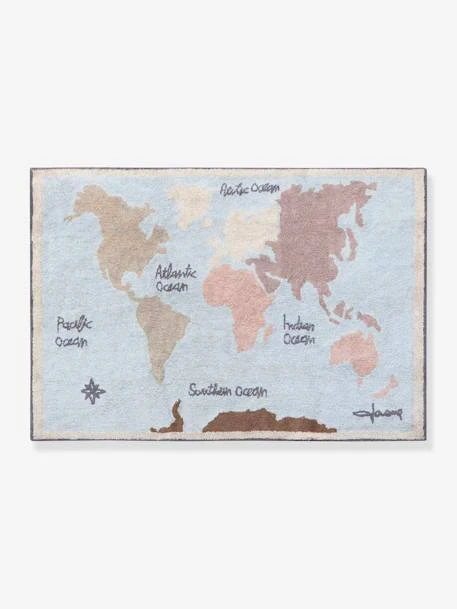 Tapis Coton Lavable Mappemonde LORENA CANALS Bleu Ciel - Lorena Canals 3 Tapis Coton Lavable Mappemonde LORENA CANALS Bleu Ciel - Lorena Canals